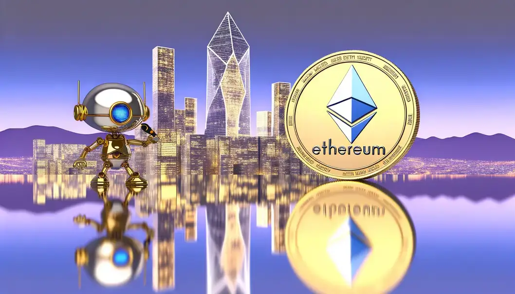 A futuristic city that represents the Ethereum ecosystem’s tech advancements in 2025.