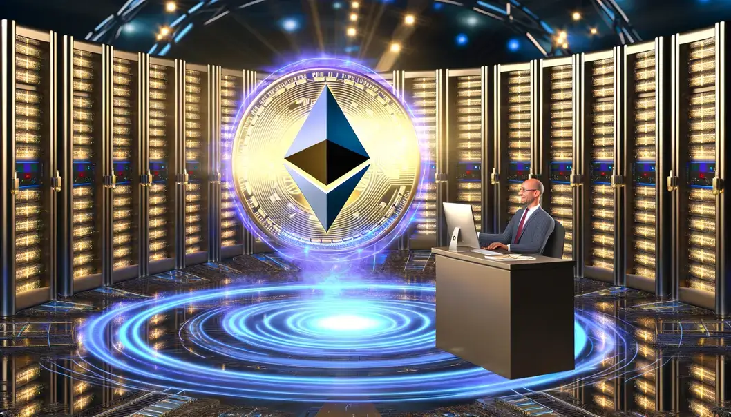 A futuristic city that represents the Ethereum ecosystem’s tech advancements in 2025.