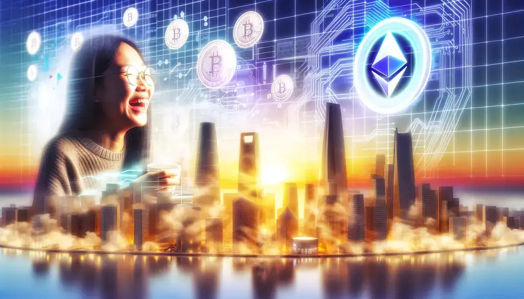 A futuristic city that represents the Ethereum ecosystem’s tech advancements in 2025.