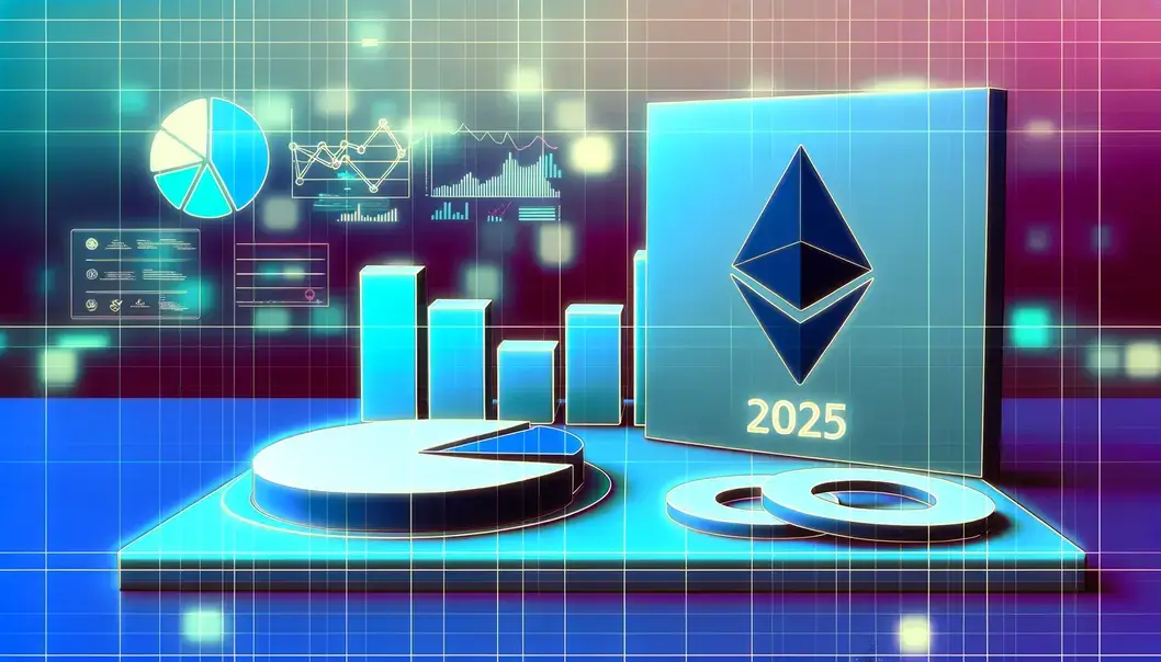 A futuristic city that represents the Ethereum ecosystem’s tech advancements in 2025.