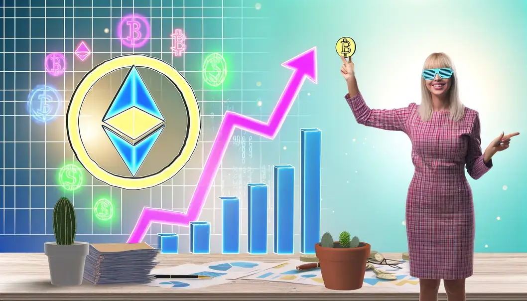 A futuristic city that represents the Ethereum ecosystem’s tech advancements in 2025.