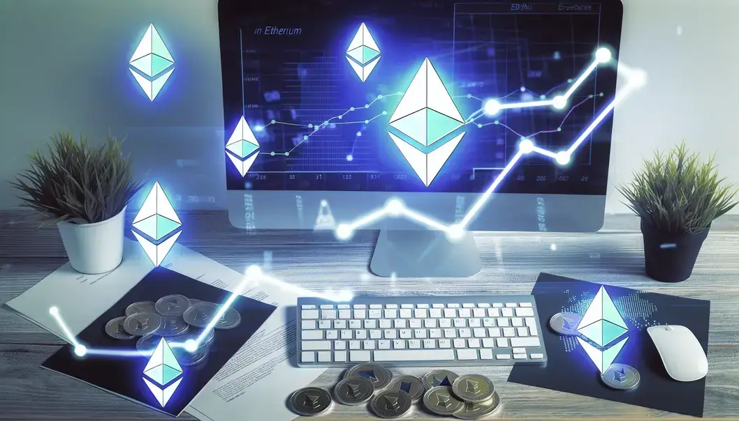 A futuristic city that represents the Ethereum ecosystem’s tech advancements in 2025.
